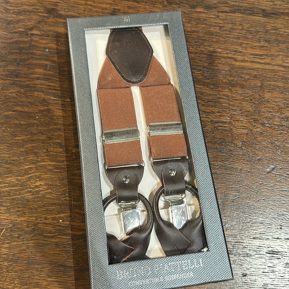 Piattelli Classic Brown Suspenders with Silver Accents